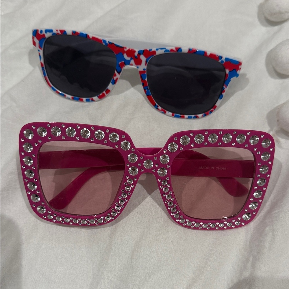 Kids' Pink and Multicolor Sunglasses Set (2pc pack bundle)(Ships from OR)